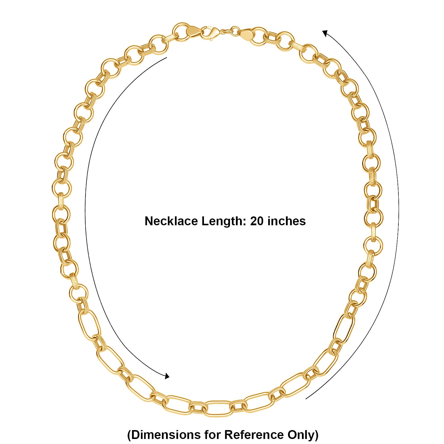 EverTrue Bronzella Collection Dual-Link Textured Chain Necklace in 18K YG Plated Bronze 20 Inches