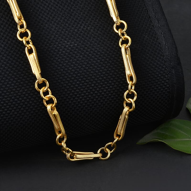 EverTrue Bronzella Collection Mixed Link Chain Necklace in 18K YG Plated Bronze 20 Inches