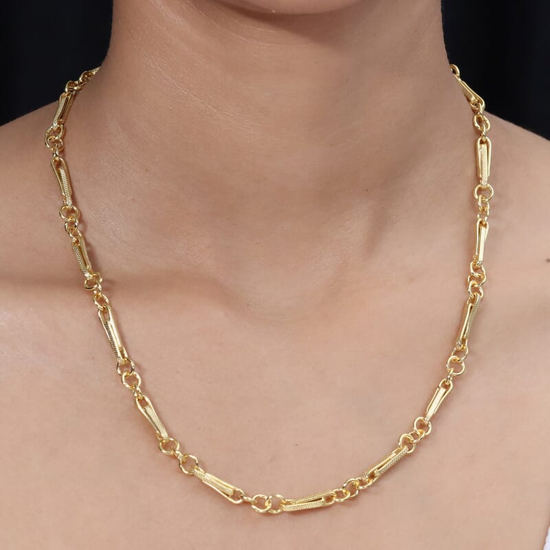 EverTrue Bronzella Collection Mixed Link Chain Necklace in 18K YG Plated Bronze 20 Inches