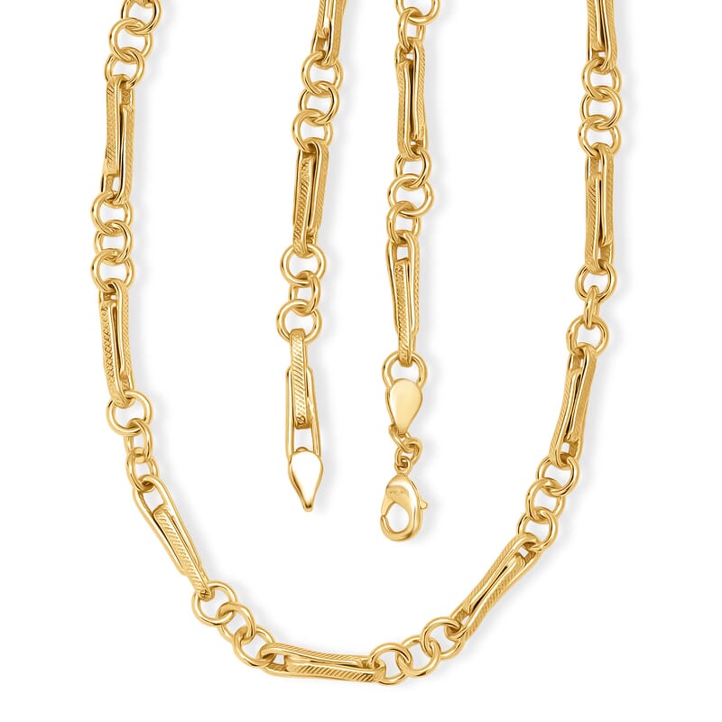 EverTrue Bronzella Collection Mixed Link Chain Necklace in 18K YG Plated Bronze 20 Inches