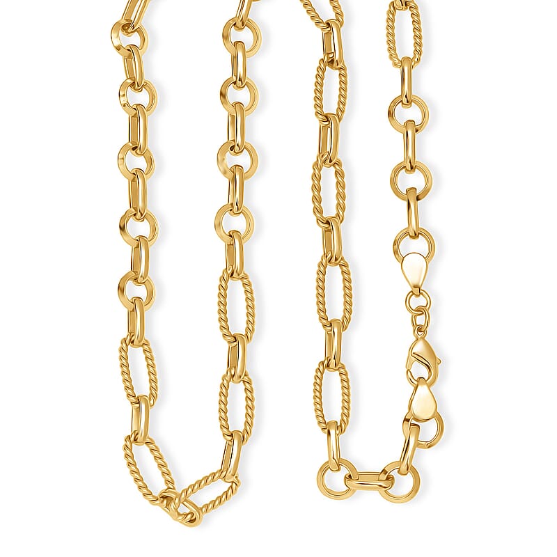 EverTrue Bronzella Collection Twisted Link Fusion Chain Necklace in 18K YG Plated Bronze 20 Inches