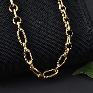 EverTrue Bronzella Collection Twisted Link Fusion Chain Necklace in 18K YG Plated Bronze 20 Inches 
