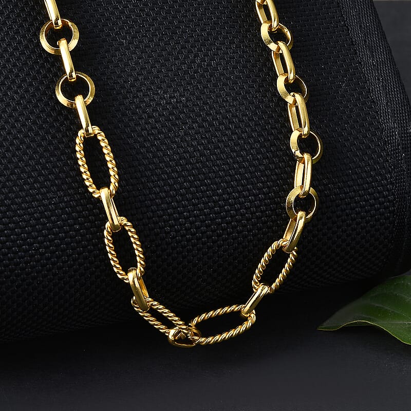EverTrue Bronzella Collection Twisted Link Fusion Chain Necklace in 18K YG Plated Bronze 20 Inches