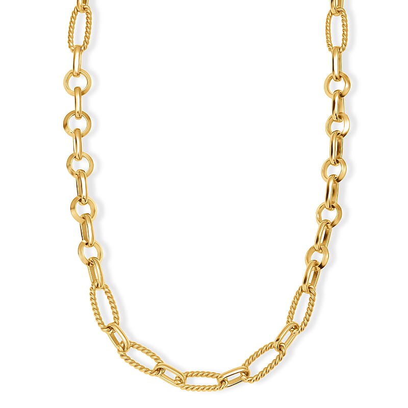 EverTrue Bronzella Collection Twisted Link Fusion Chain Necklace in 18K YG Plated Bronze 20 Inches