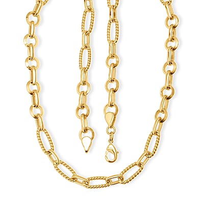 EverTrue Bronzella Collection Twisted Link Fusion Chain Necklace in 18K YG Plated Bronze 20 Inches
