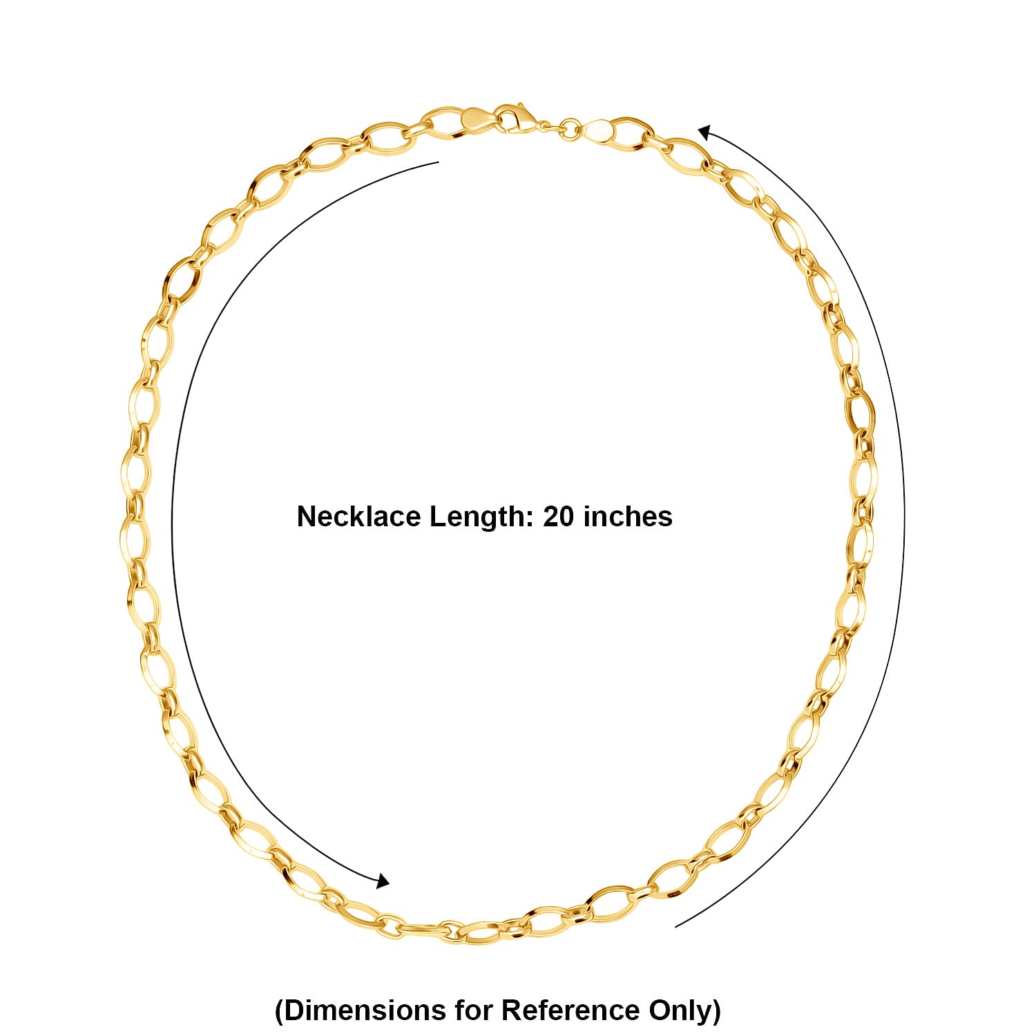 EverTrue Bronzella Collection Classic Oval Link Chain Necklace in 18K YG Plated Bronze 20 Inches