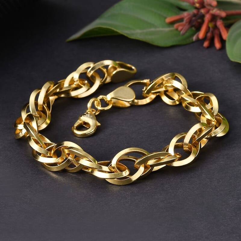 EverTrue Bronzella Collection Rolo (Belcher) Link Chain Bracelet in 18K YG Plated Bronze (7.50 In)