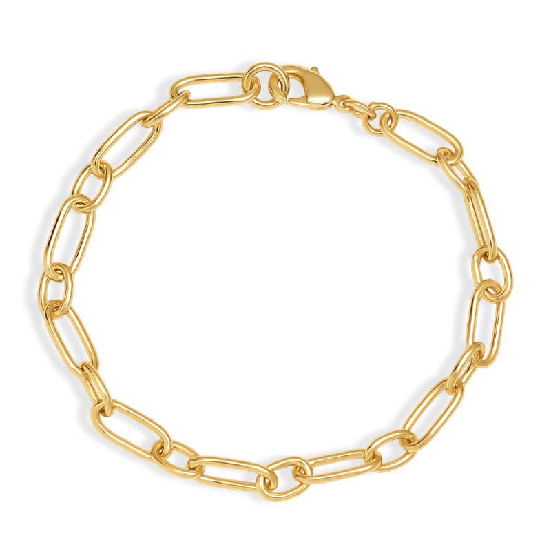 EverTrue Bronzella Collection Paperclip Link Chain Bracelet in 18K YG Plated Bronze (7.25 In)