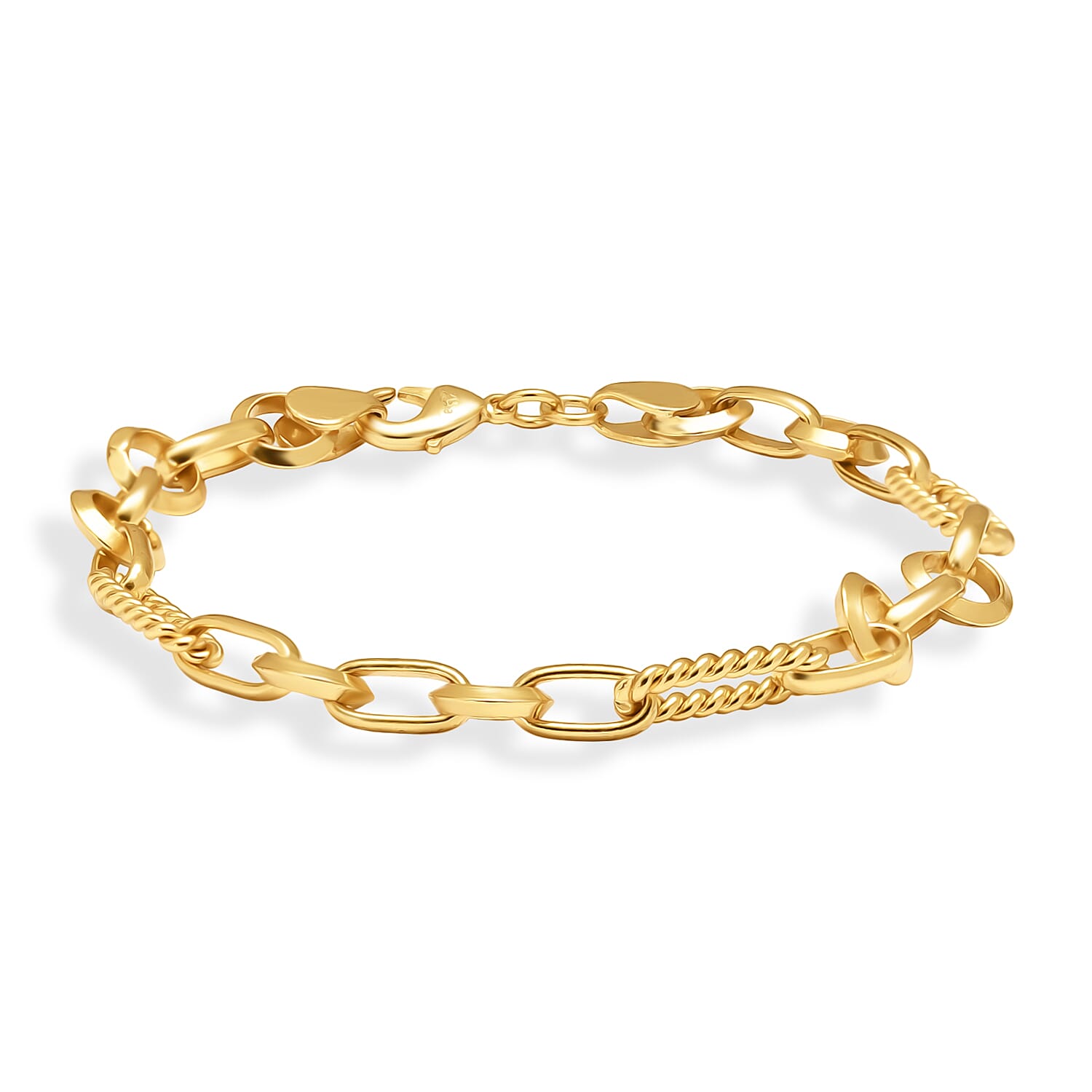 EverTrue Bronzella Collection Twisted Link Fusion Chain Bracelet in 18K YG Plated Bronze (7.25 In)