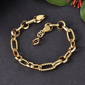 EverTrue Bronzella Collection Twisted Link Fusion Chain Bracelet in 18K YG Plated Bronze (7.25 In)