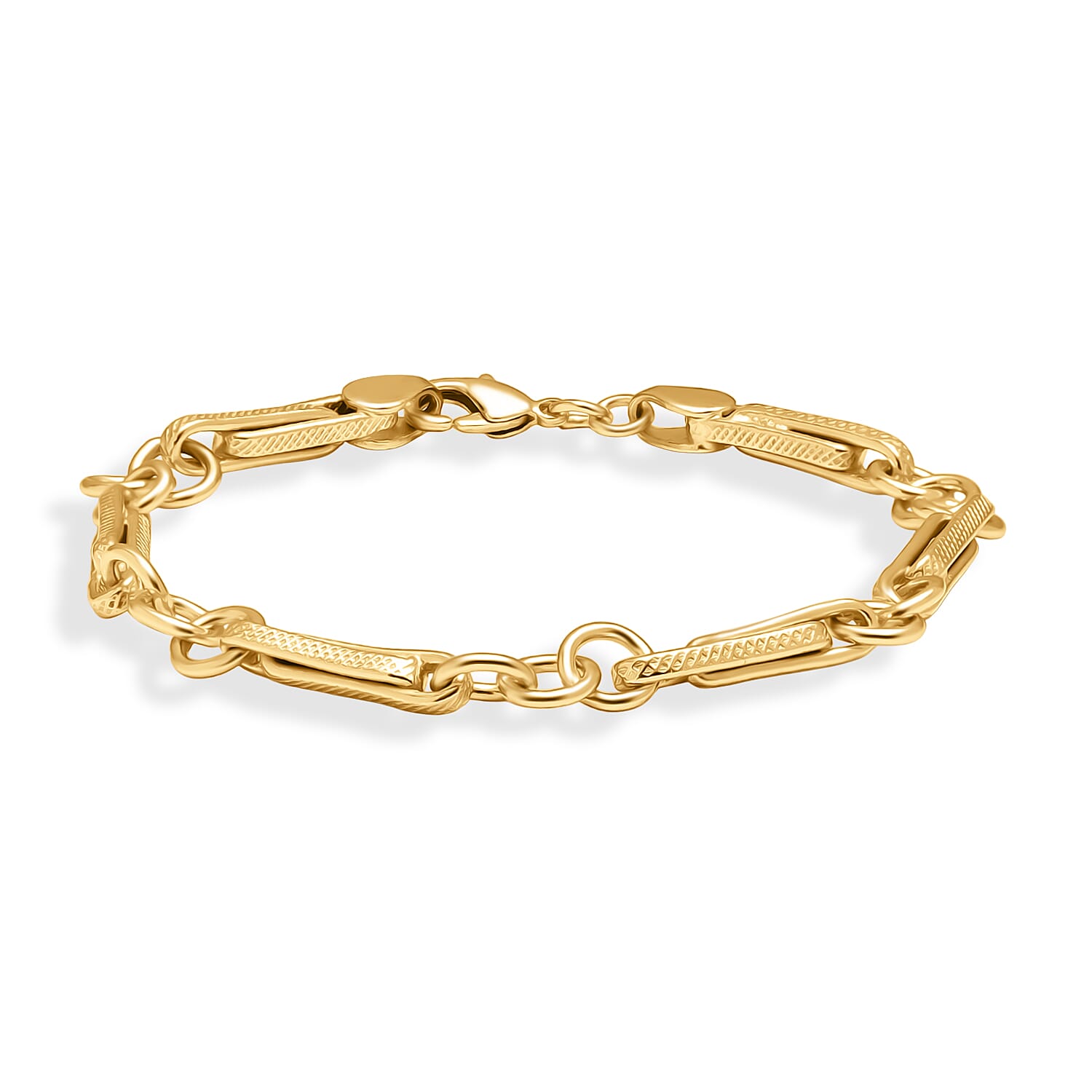EverTrue Bronzella Collection Mixed Link Chain Bracelet in 18K YG Plated Bronze (7.25 In)