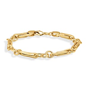 EverTrue Bronzella Collection Mixed Link Chain Bracelet in 18K YG Plated Bronze (7.25 In)