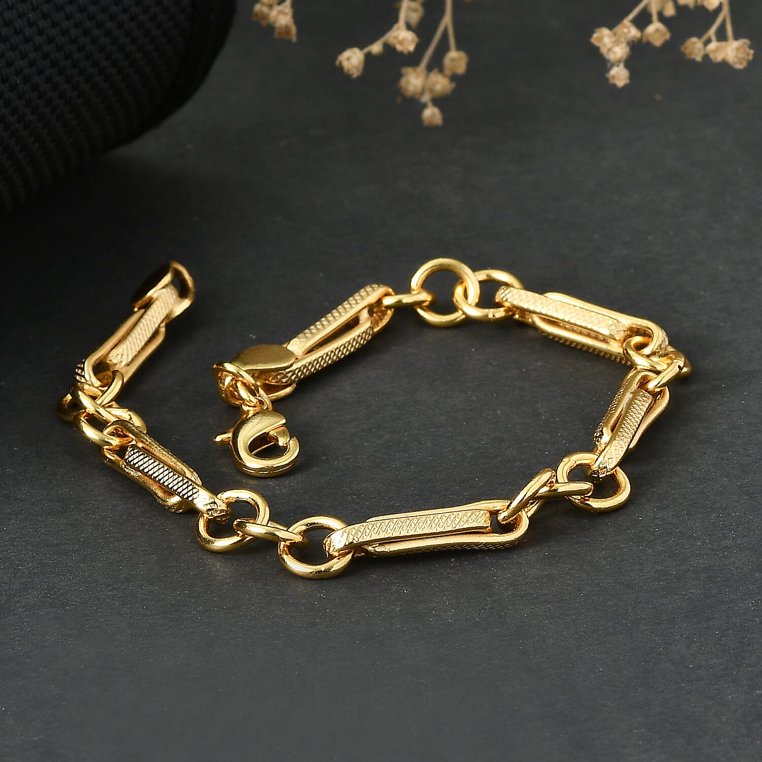 EverTrue Bronzella Collection Mixed Link Chain Bracelet in 18K YG Plated Bronze (7.25 In)