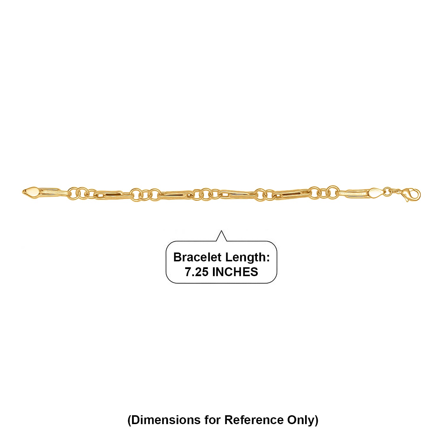 EverTrue Bronzella Collection Mixed Link Chain Bracelet in 18K YG Plated Bronze (7.25 In)