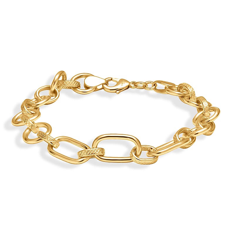 EverTrue Bronzella Collection Dual-Link Textured Chain Bracelet in 18K YG Plated Bronze (7.25 In)