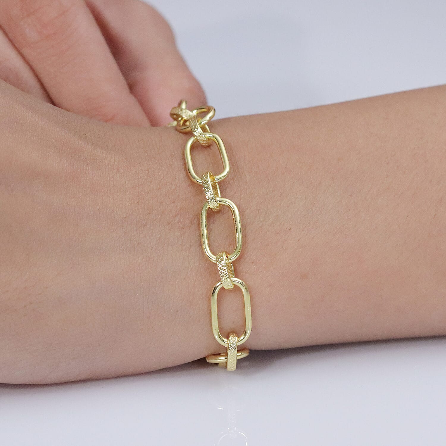 EverTrue Bronzella Collection Dual-Link Textured Chain Bracelet in 18K YG Plated Bronze (7.25 In)