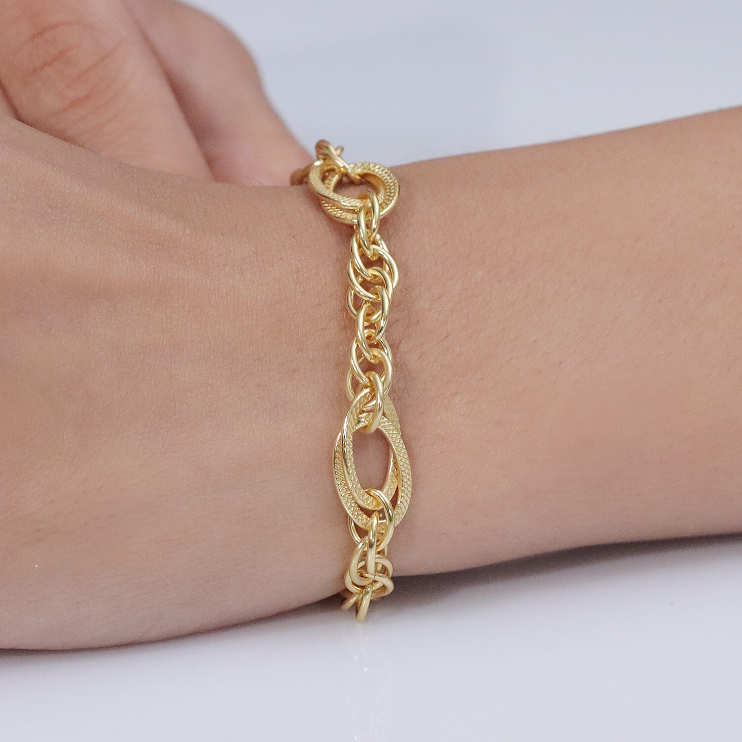 EverTrue Bronzella Collection Regal Link Chain Bracelet in 18K YG Plated Bronze (7.25 In)