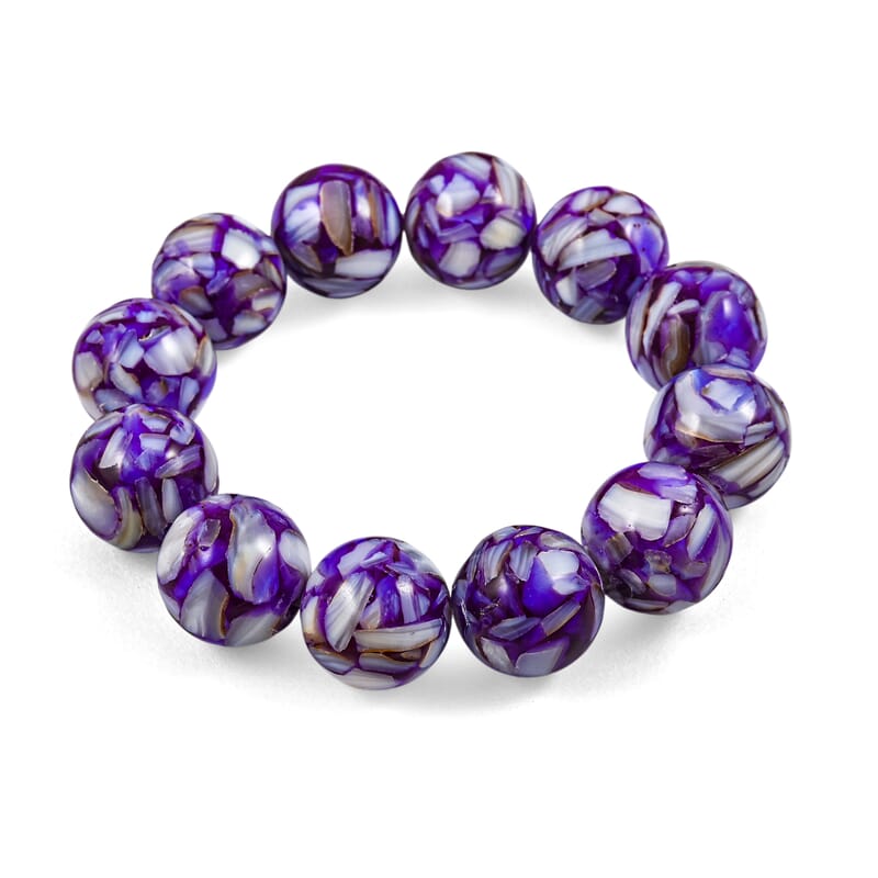 GCS Mosaic Purple Shell Pearl Stretch Bracelet