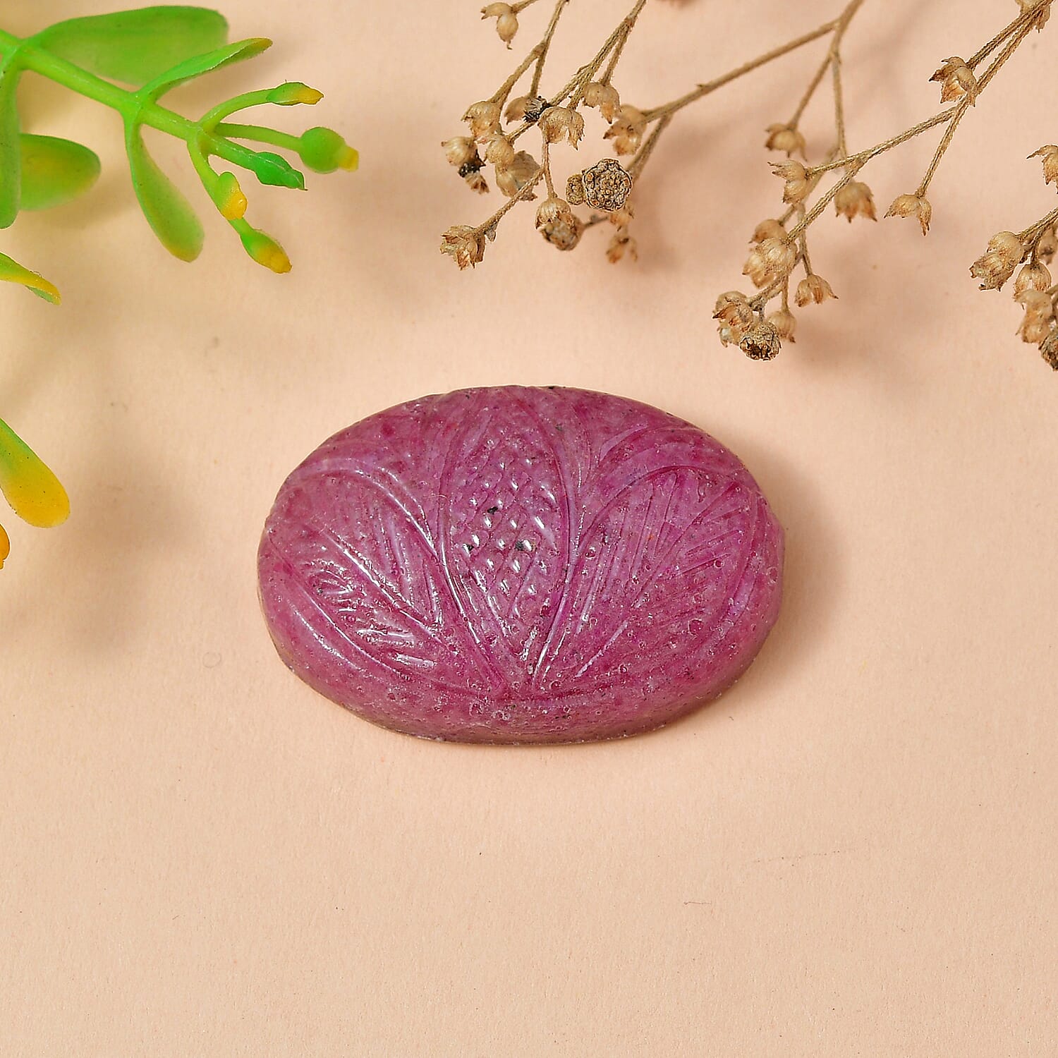 Freshend Ruby Carved Floral (Fancy Free) 29.15 ctw