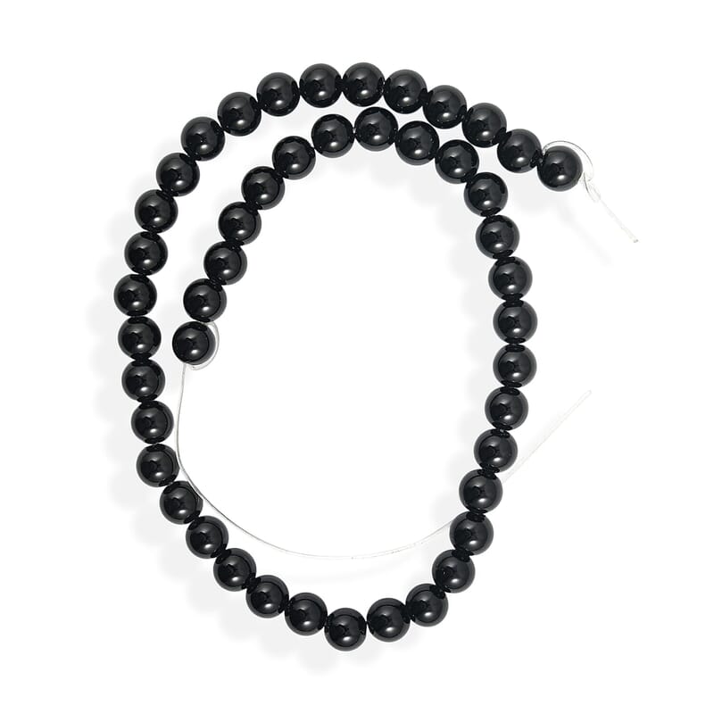 GCS Round Black Onyx Beaded Strand (14 Inches) 161.85 ctw