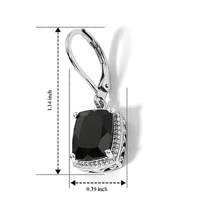 EverTrue Australian Black Tourmaline 6.25 ctw Solitaire Lever Back Earrings in Platinum Bond