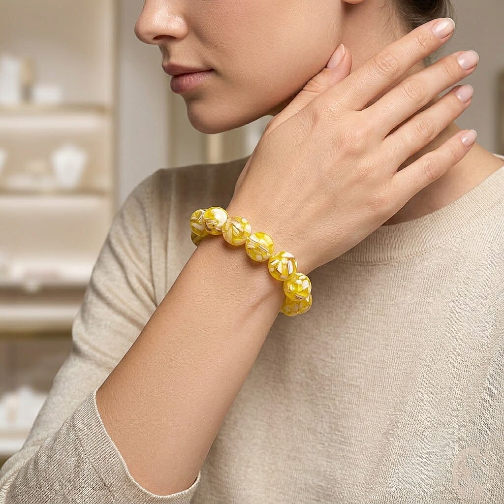Mosaic Yellow Shell Pearl Stretch Bracelet