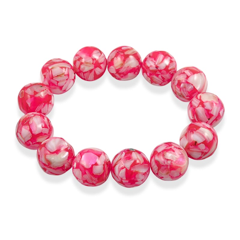 GCS Mosaic Pink Shell Pearl 15mm Stretch Bracelet