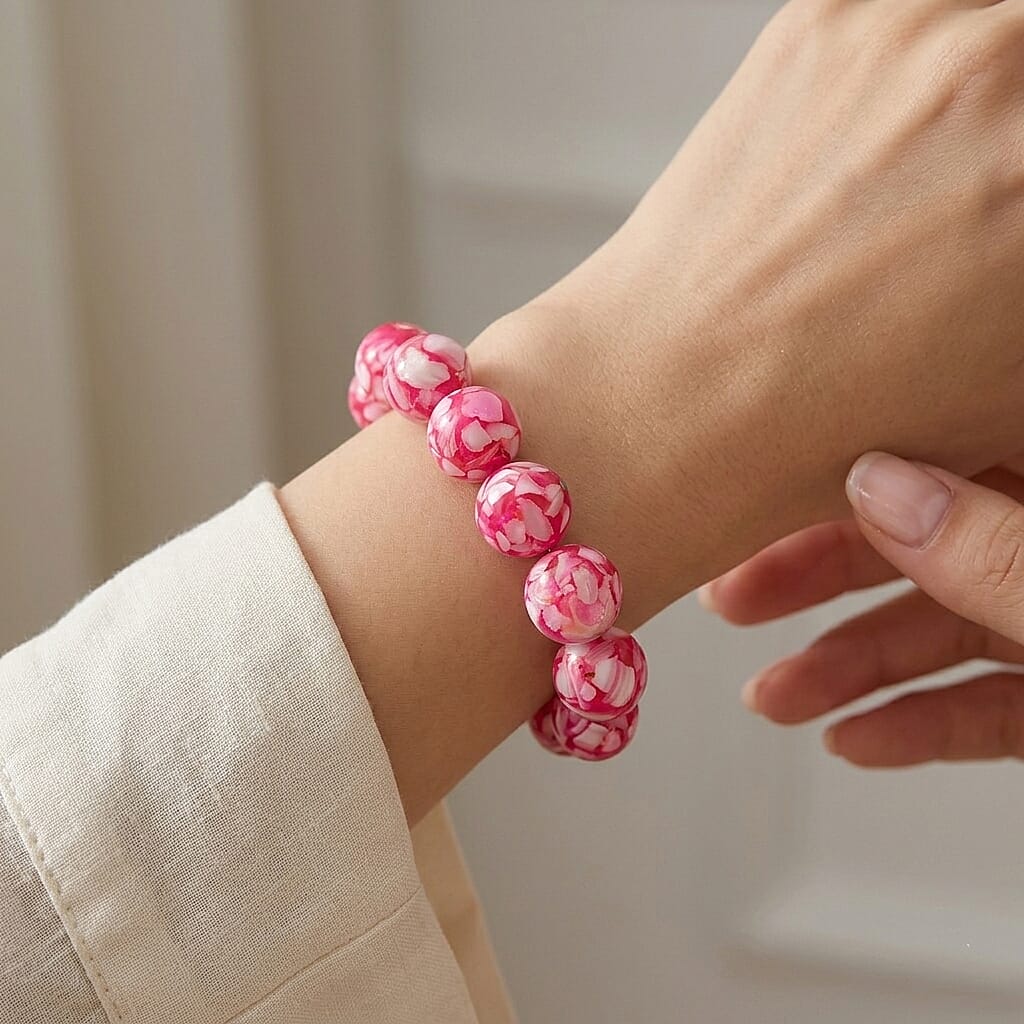 Mosaic Pink Shell Pearl Stretch Bracelet