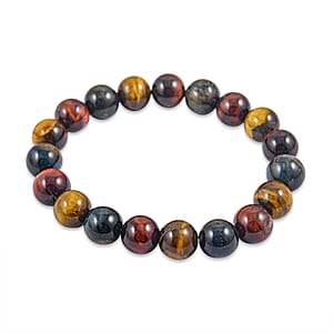 Multi Color Tigers Eye 144.00 ctw Beaded Stretch Bracelet