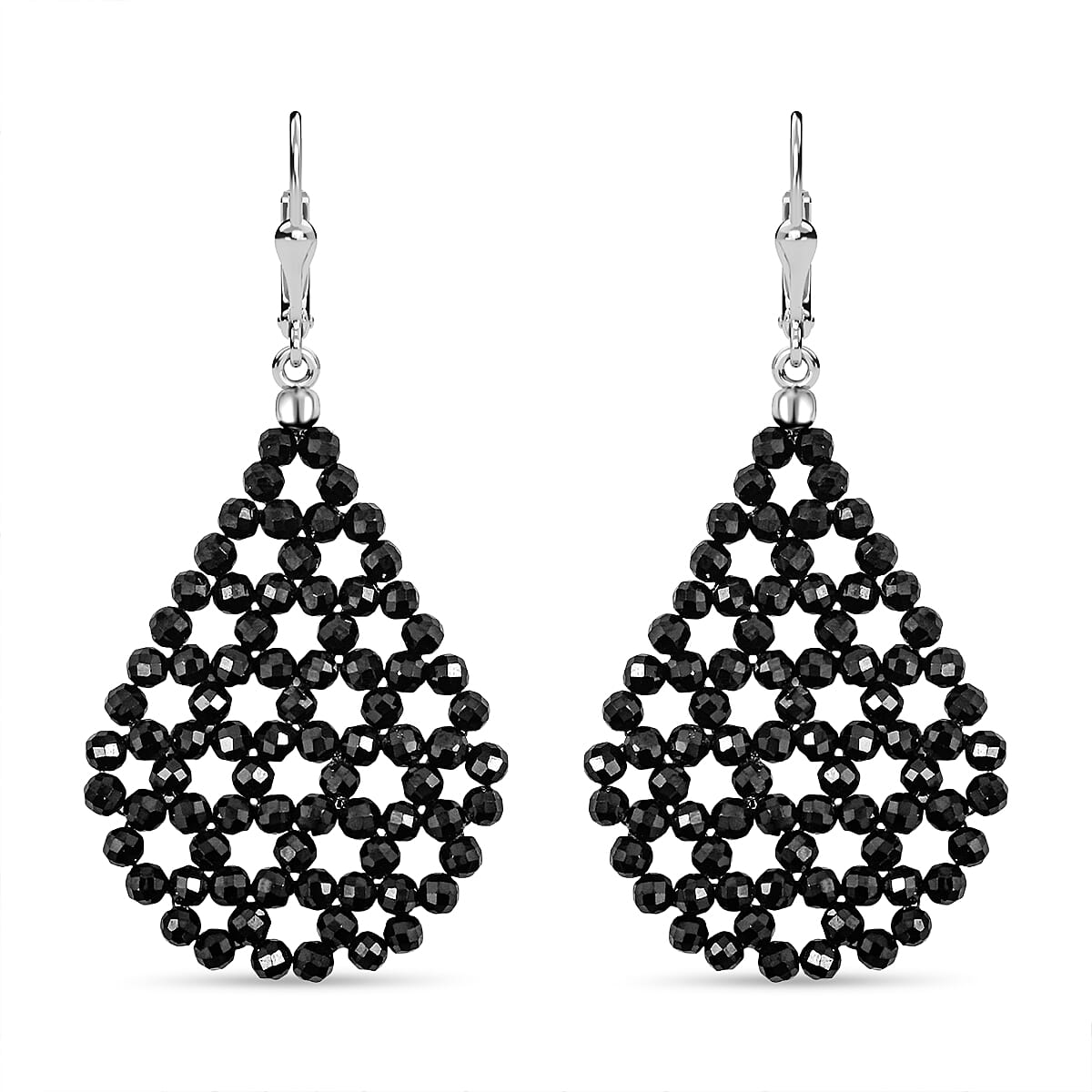 Thai Black Spinel 29.50 ctw Earrings in Sterling Silver
