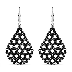 Thai Black Spinel 29.50 ctw Earrings in Sterling Silver