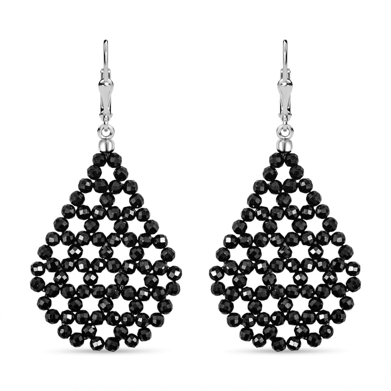 Thai Black Spinel 29.50 ctw Earrings in Sterling Silver