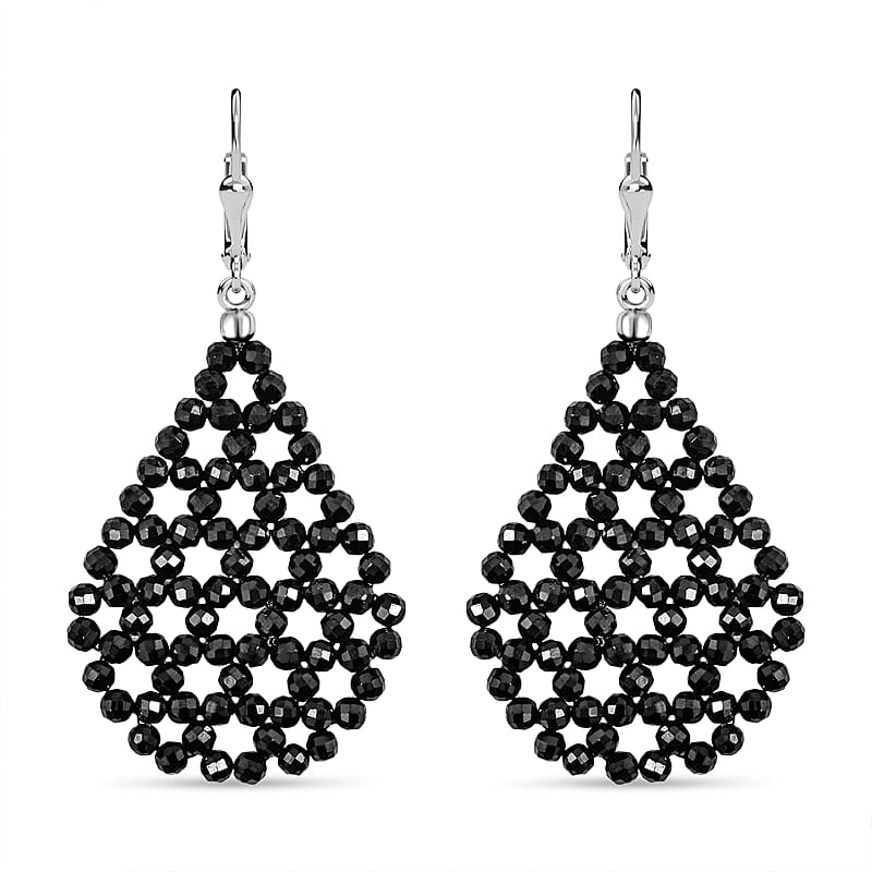 Thai Black Spinel 29.50 ctw Earrings in Sterling Silver