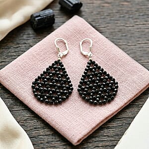 Thai Black Spinel 29.50 ctw Earrings in Sterling Silver