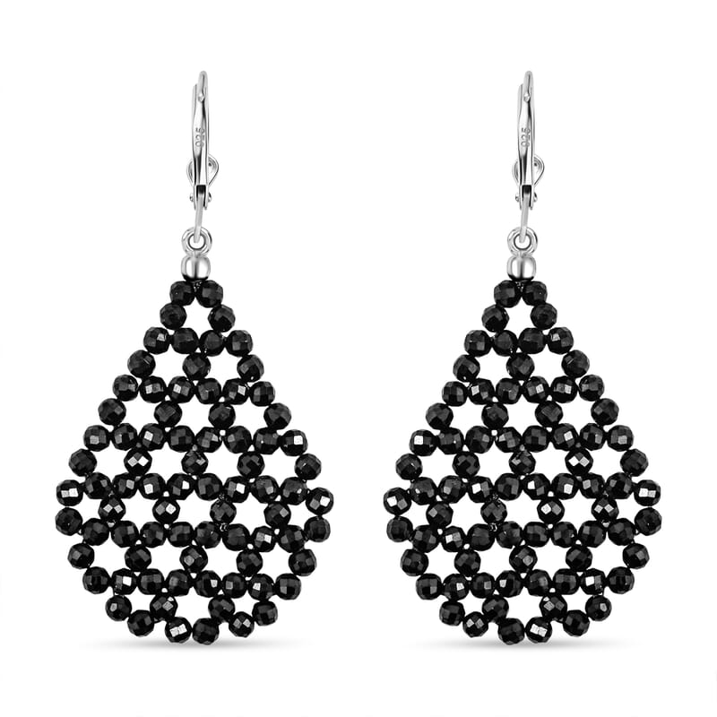 Thai Black Spinel 29.50 ctw Earrings in Sterling Silver