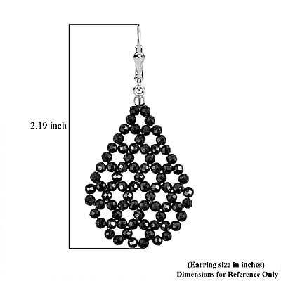 Thai Black Spinel 29.50 ctw Earrings in Sterling Silver