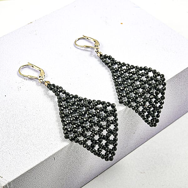 Thai Black Spinel 33.15 ctw Earrings in Sterling Silver