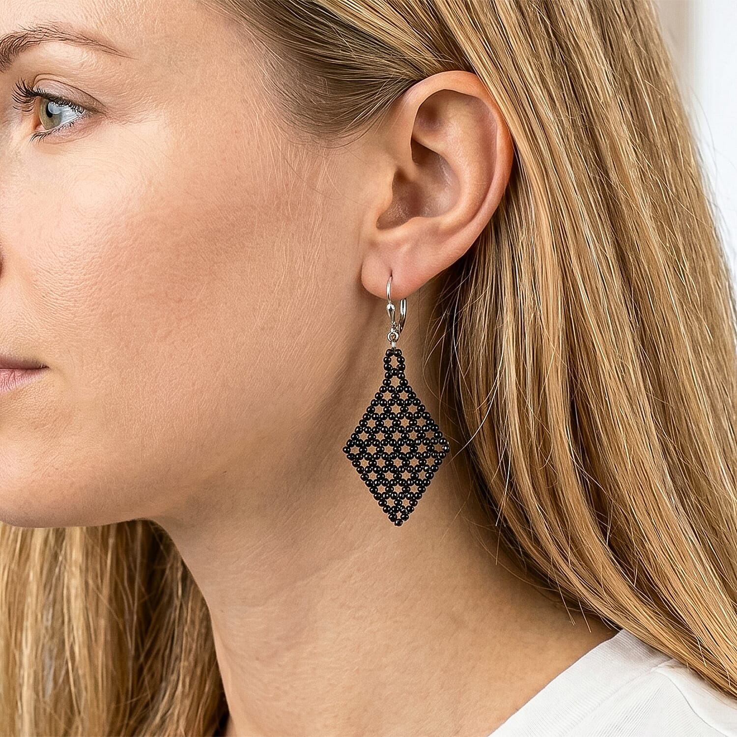 Thai Black Spinel 33.15 ctw Earrings in Sterling Silver