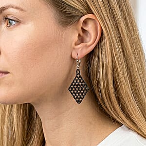 Thai Black Spinel 33.15 ctw Earrings in Sterling Silver