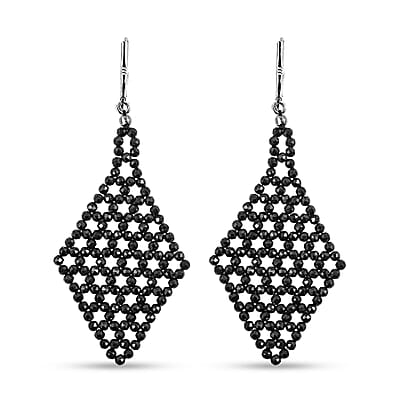Thai Black Spinel 33.15 ctw Earrings in Sterling Silver