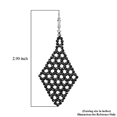Thai Black Spinel 33.15 ctw Earrings in Sterling Silver