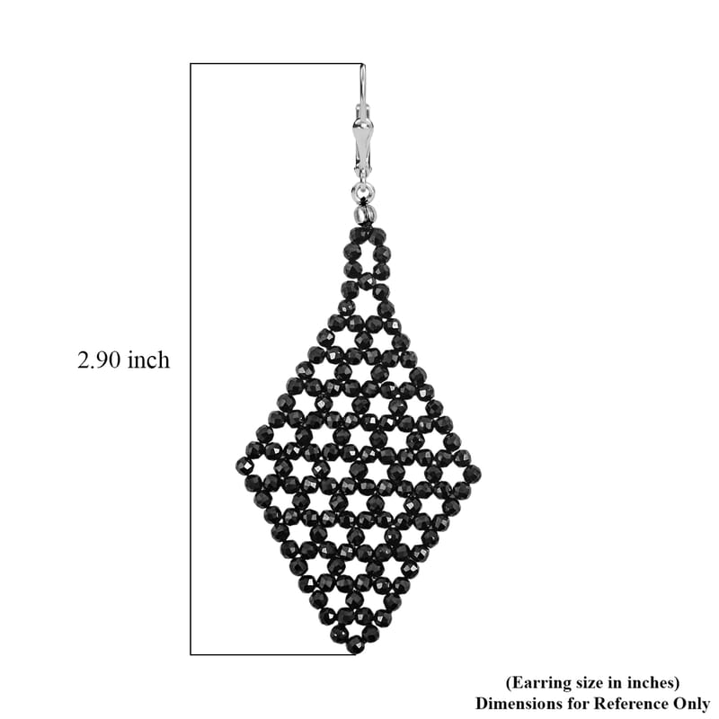 Thai Black Spinel 33.15 ctw Earrings in Sterling Silver