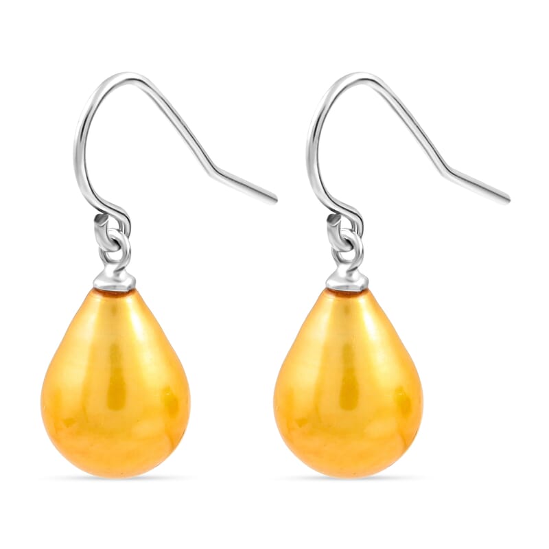 Coral Freshwater Pearl Drop Earrings in Sterling Silver