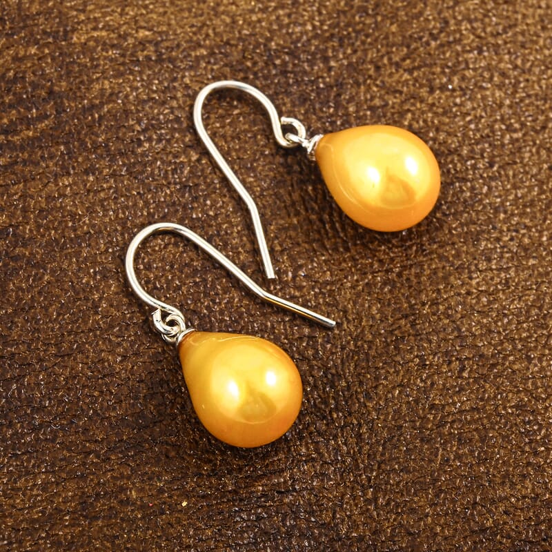 Coral Freshwater Pearl Drop Earrings in Sterling Silver
