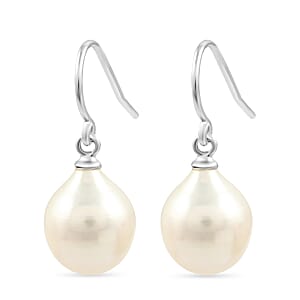 White Freshwater Pearl Drop Earrings in Sterling Silver