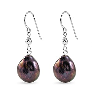 Peacock Freshwater Pearl Earrings in Sterling Silver