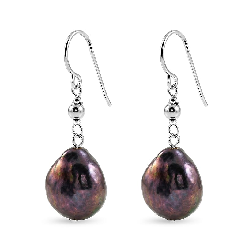 Peacock Freshwater Pearl Earrings in Sterling Silver