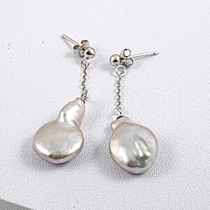White Freshwater Pearl Drop Earrings in Sterling Silver