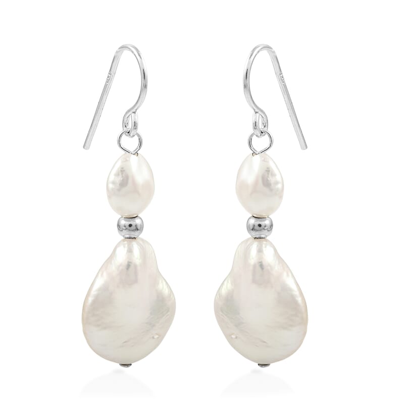 White Freshwater Pearl Earrings in Sterling Silver