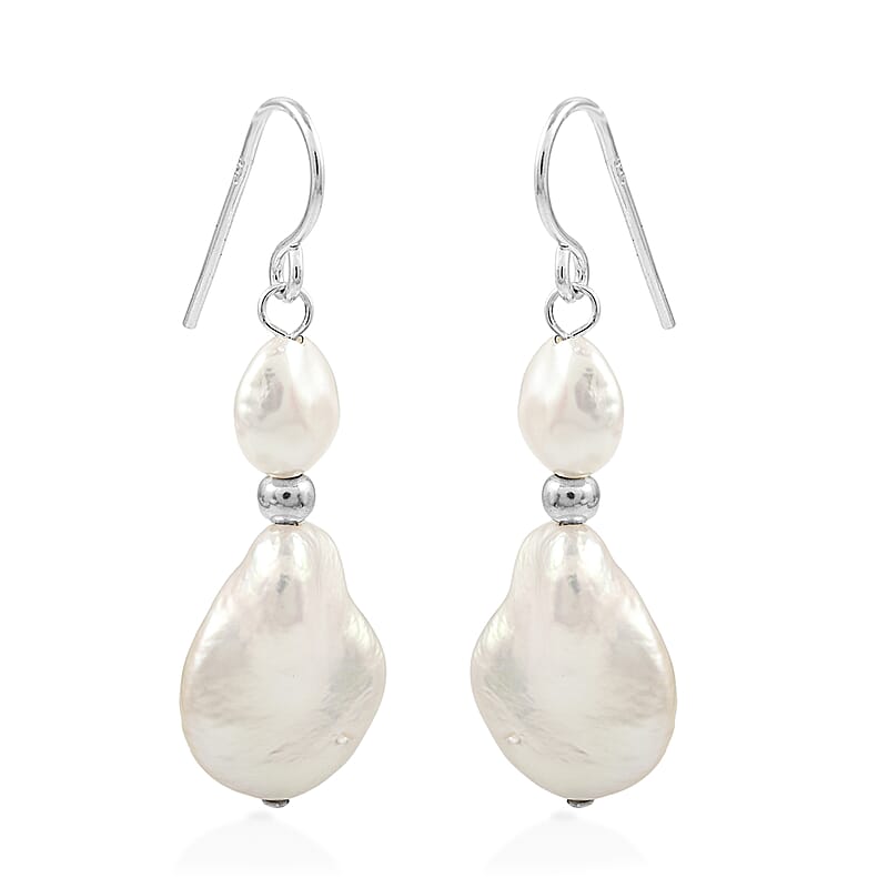 White Freshwater Pearl Earrings in Sterling Silver